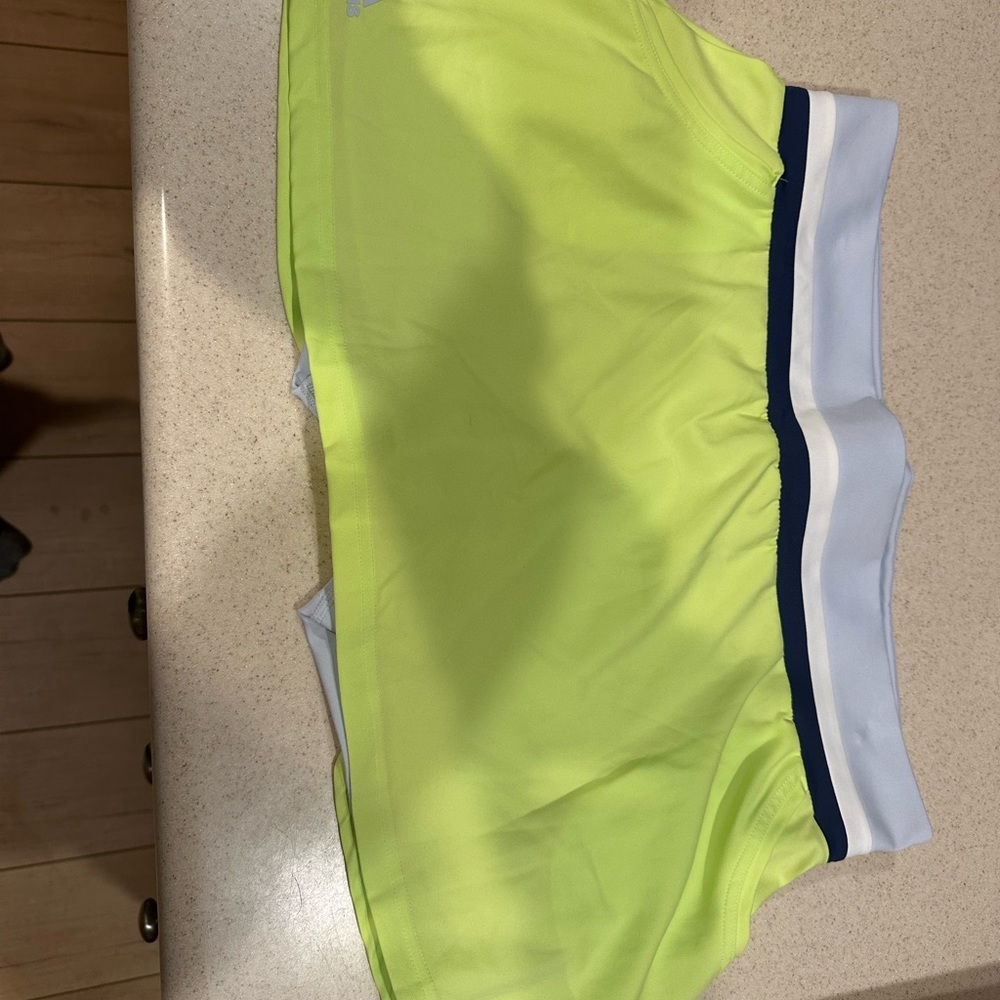 Adidas Neon Yellow Athletic Skirt with light blue and Navy Accents